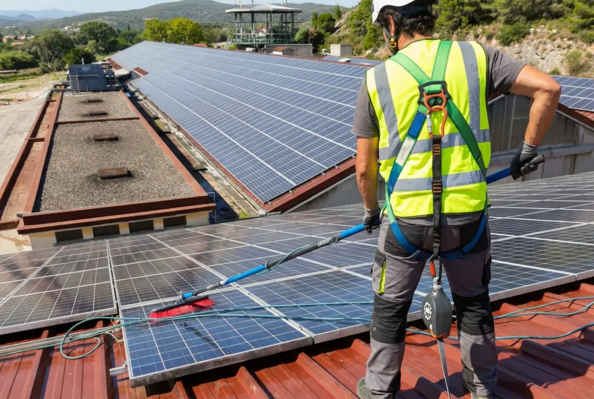 Nettoyage et maintenance de panneaux solaires photovoltaïques